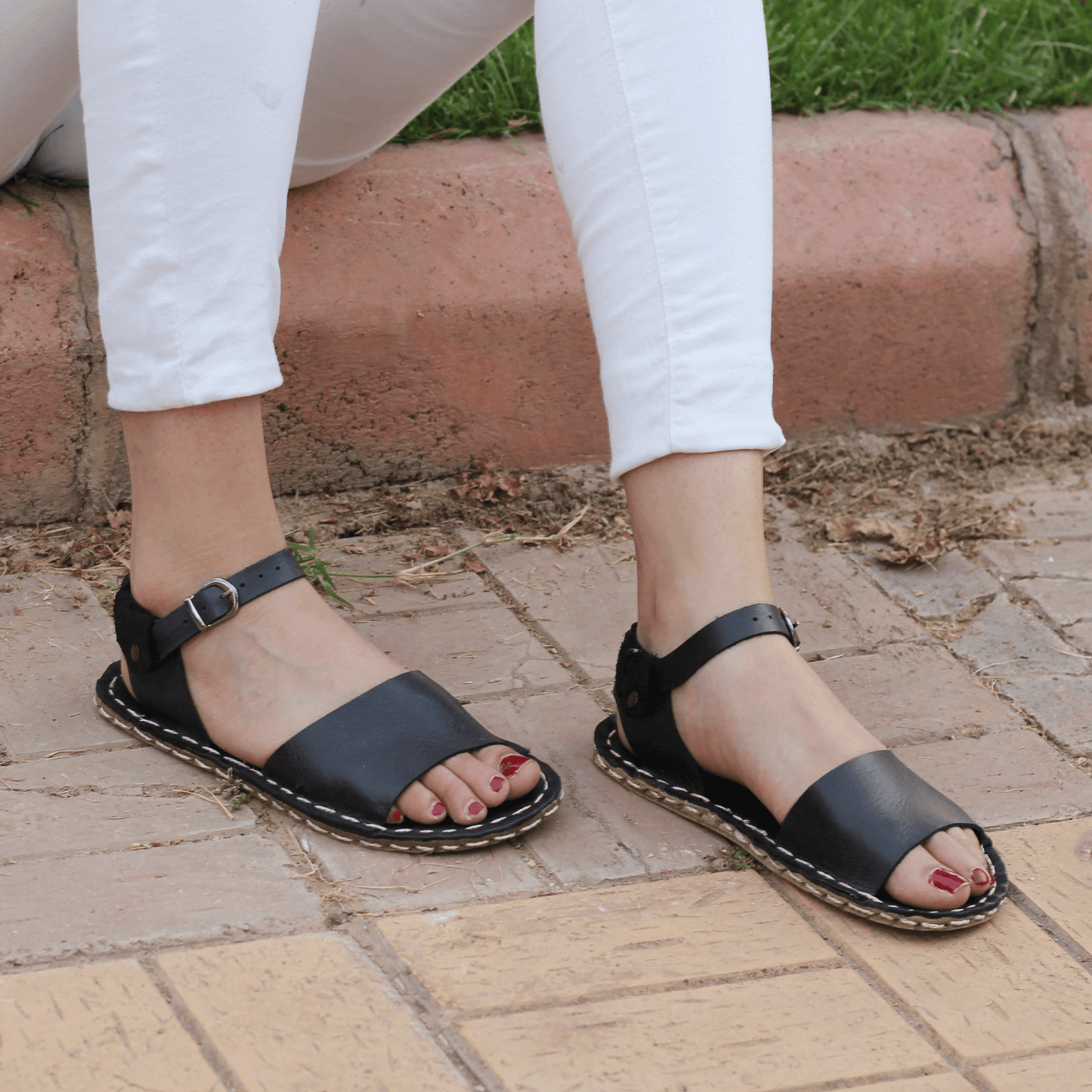 BAND Women's Black Leather Barefoot Huarache Sandals-Women's Sandals-Nefes Shoes-3-Nefes Shoes