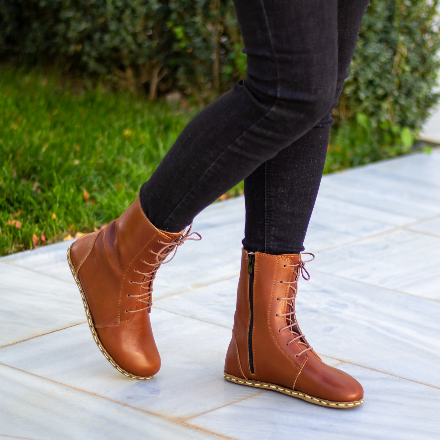 Barefoot Grounding Effect Tornado Brown Leather Boots For Women-Women Barefoot Shoes Modern-Nefes Shoes-5-Nefes Shoes