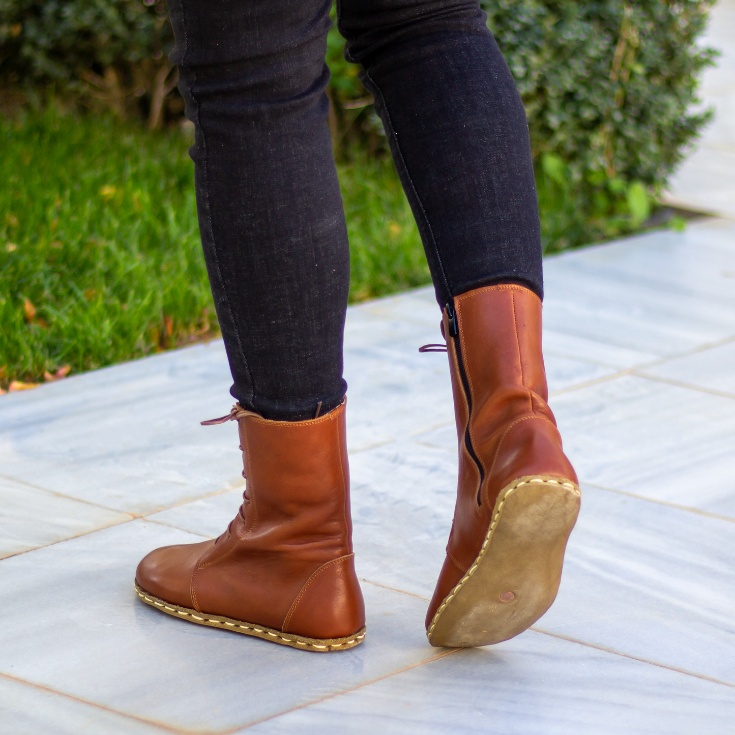 Barefoot Grounding Effect Tornado Brown Leather Boots For Women-Women Barefoot Shoes Modern-Nefes Shoes-5-Nefes Shoes