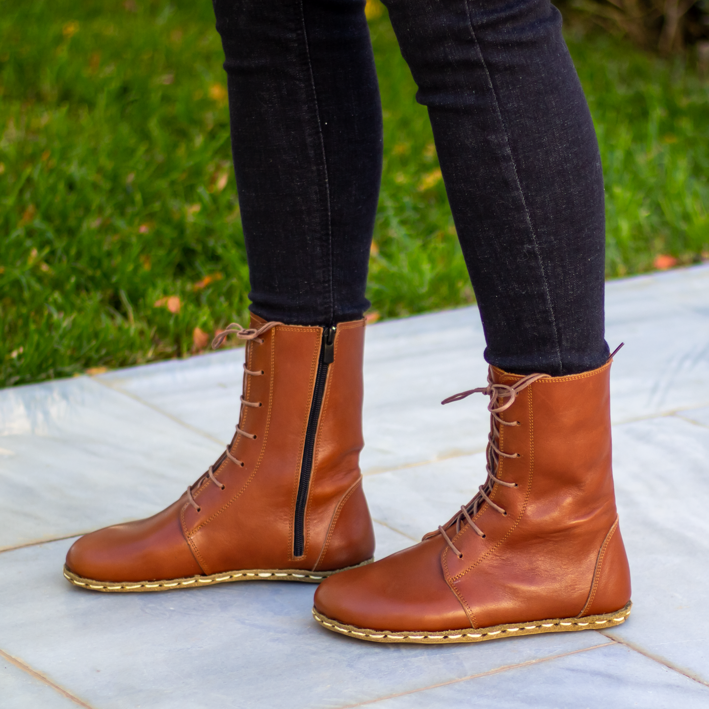 Barefoot Grounding Effect Tornado Brown Leather Boots For Women-Women Barefoot Shoes Modern-Nefes Shoes-5-Nefes Shoes