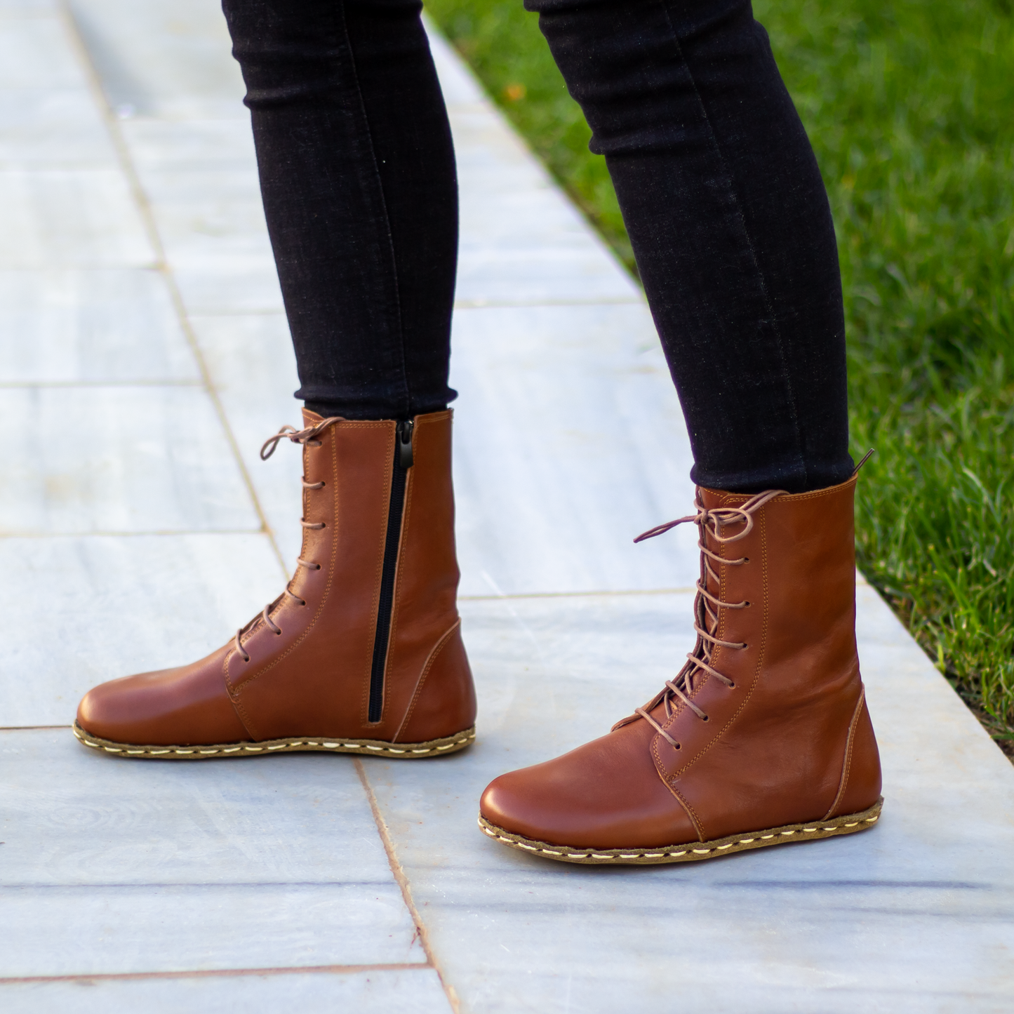 Barefoot Grounding Effect Tornado Brown Leather Boots For Women-Women Barefoot Shoes Modern-Nefes Shoes-5-Nefes Shoes