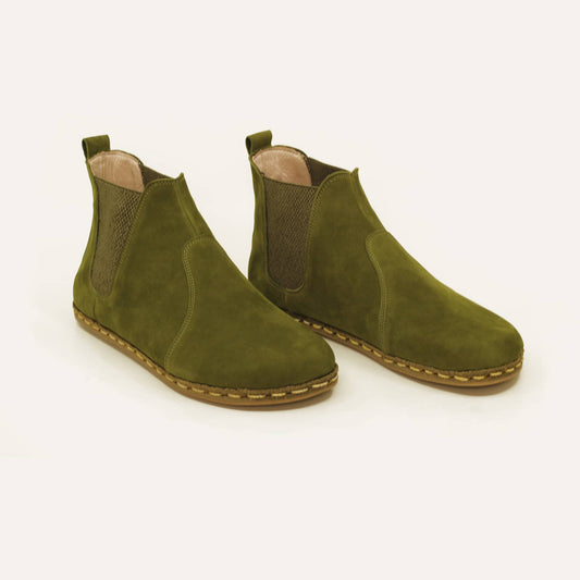 barefoot mens nubuck green handmade chelsea leather boots