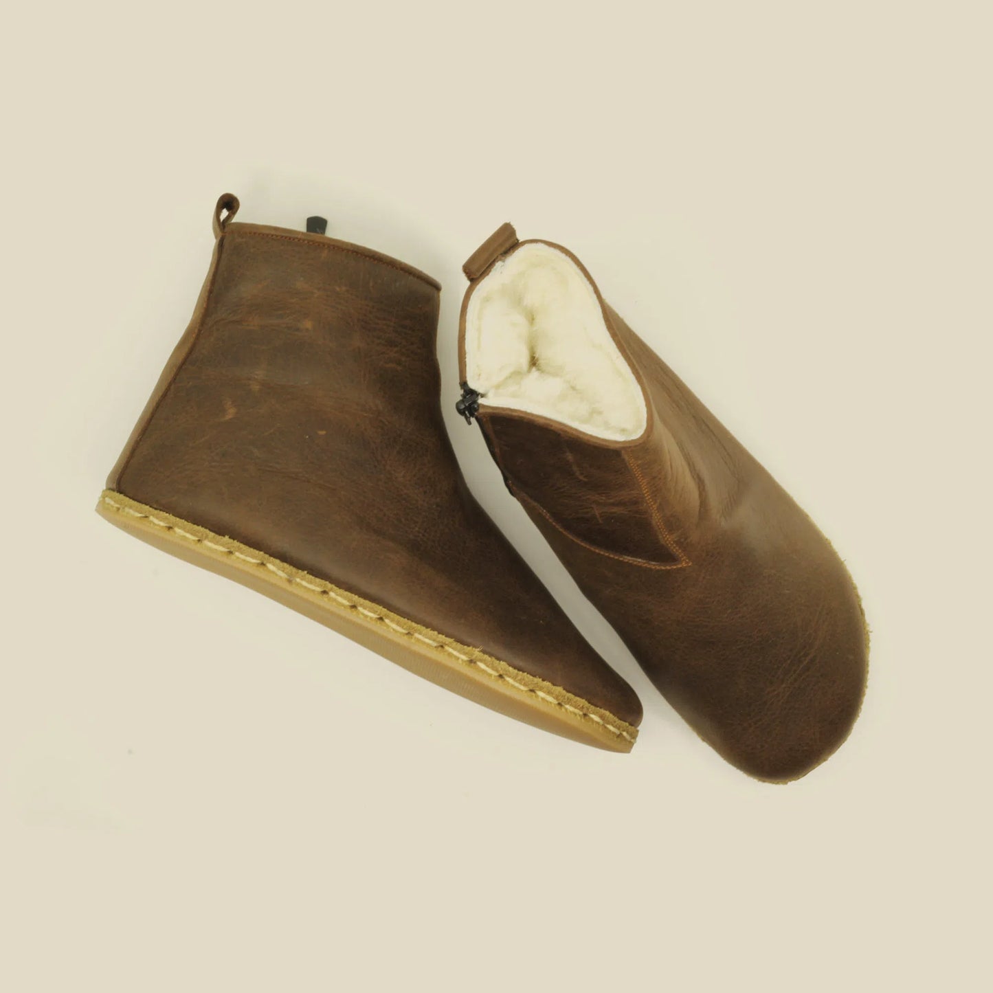 barefoot walking leather boots mens crazy classic brown