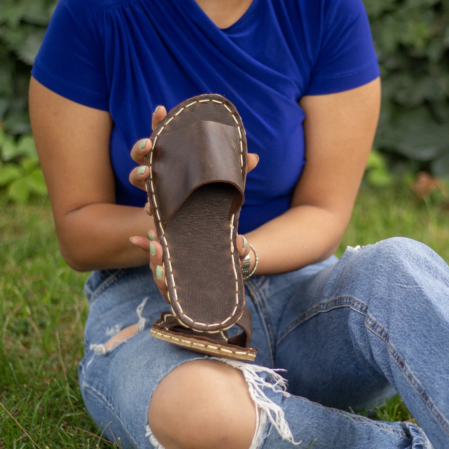 brown leather slippers women handmade daily comfort