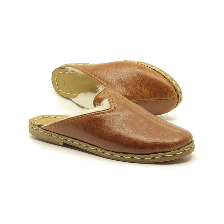 brown womens winter sheepskin slippers