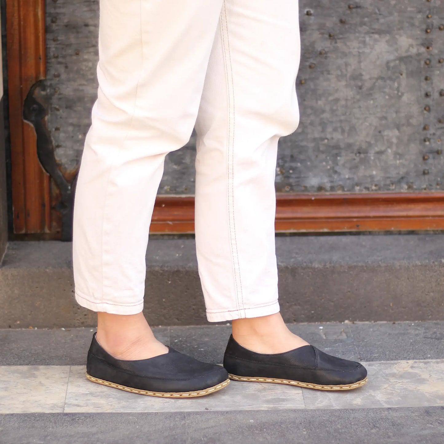 classic handmade barefoot loafers for women black