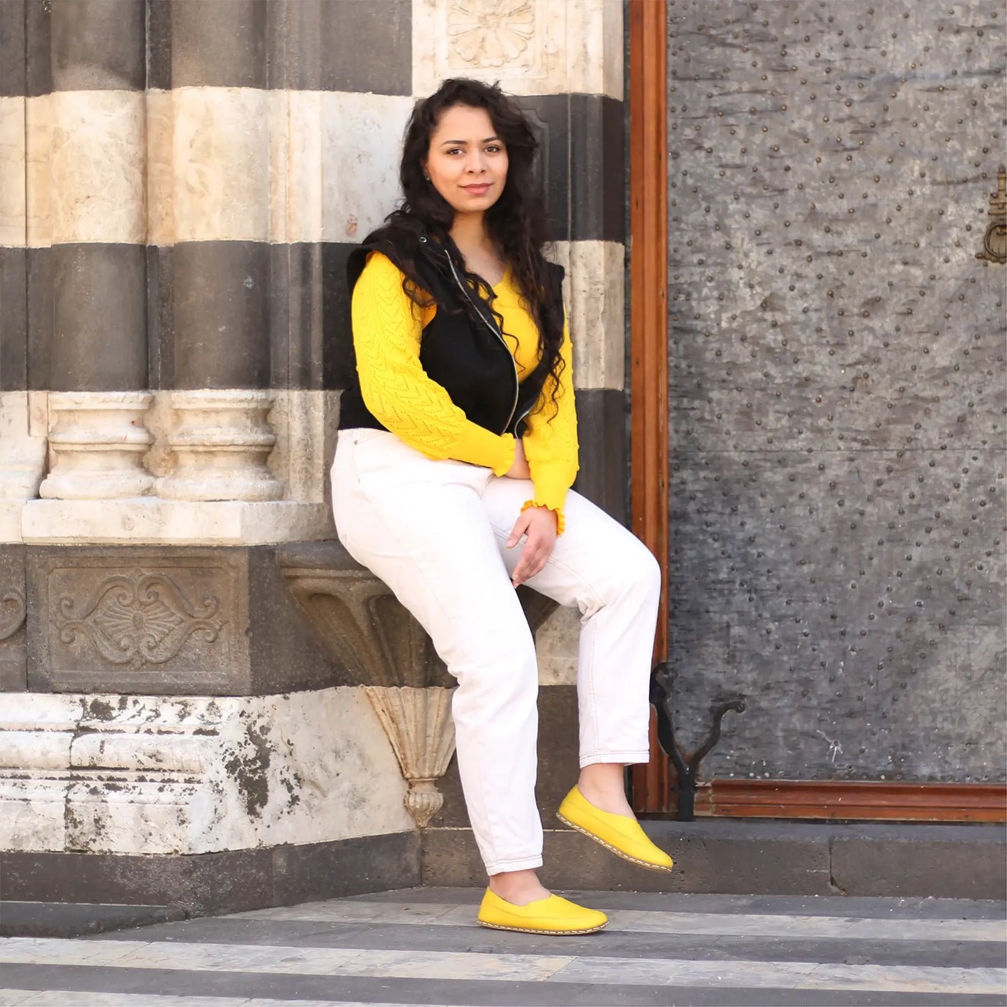classic handmade barefoot loafers for women yellow