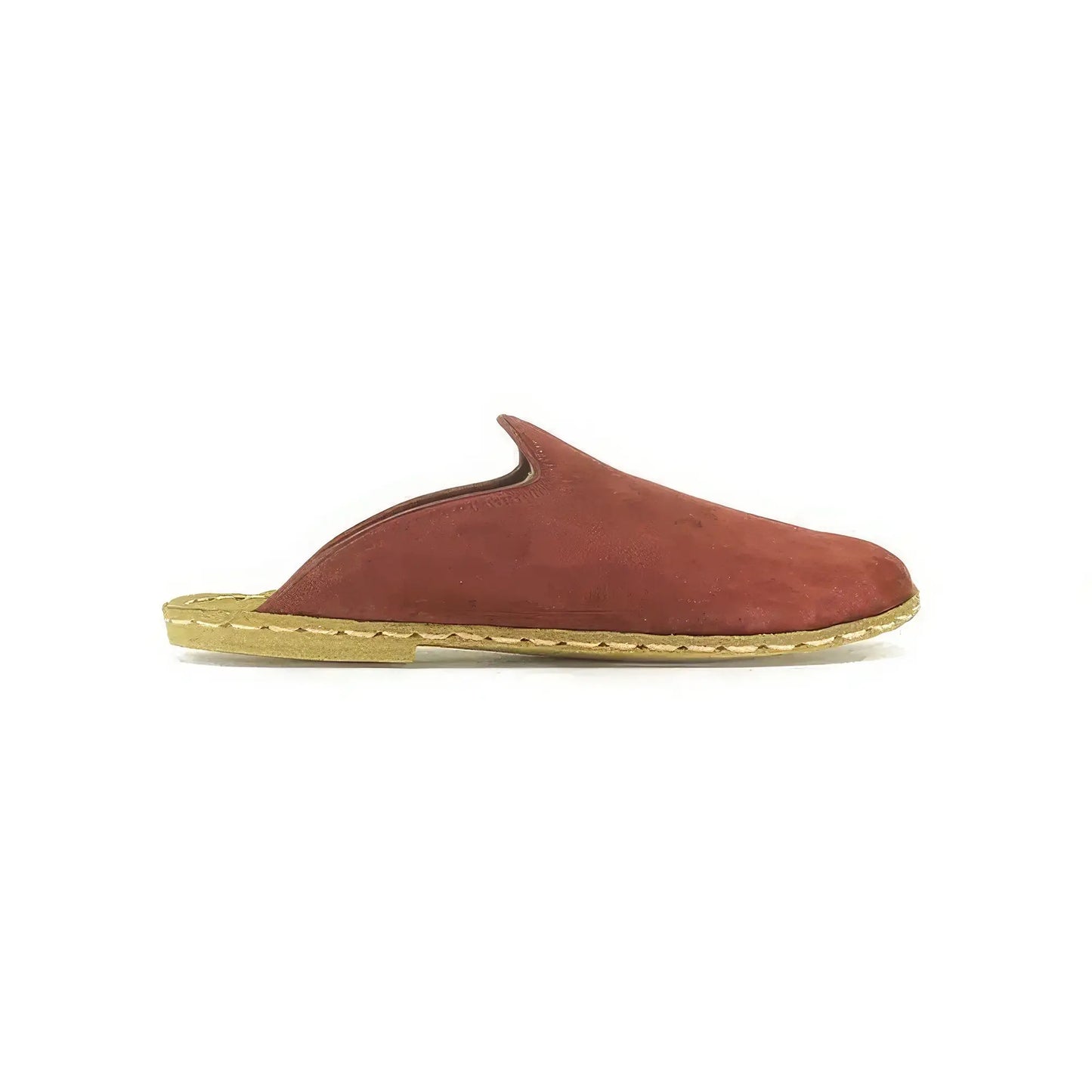 closed toe leather mens slippers burgundy