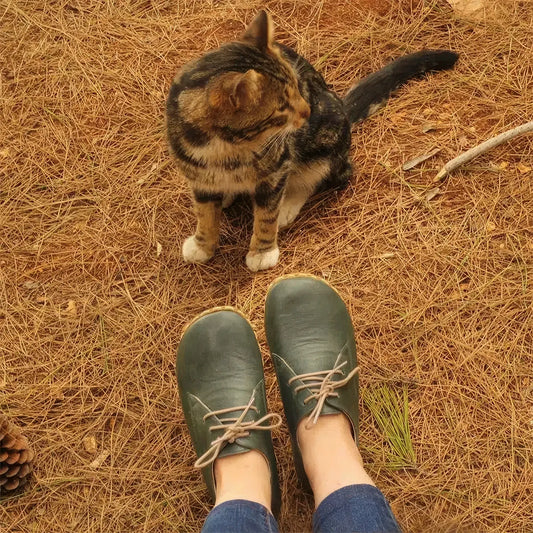 comfortable barefoot oxford shoes women green tone