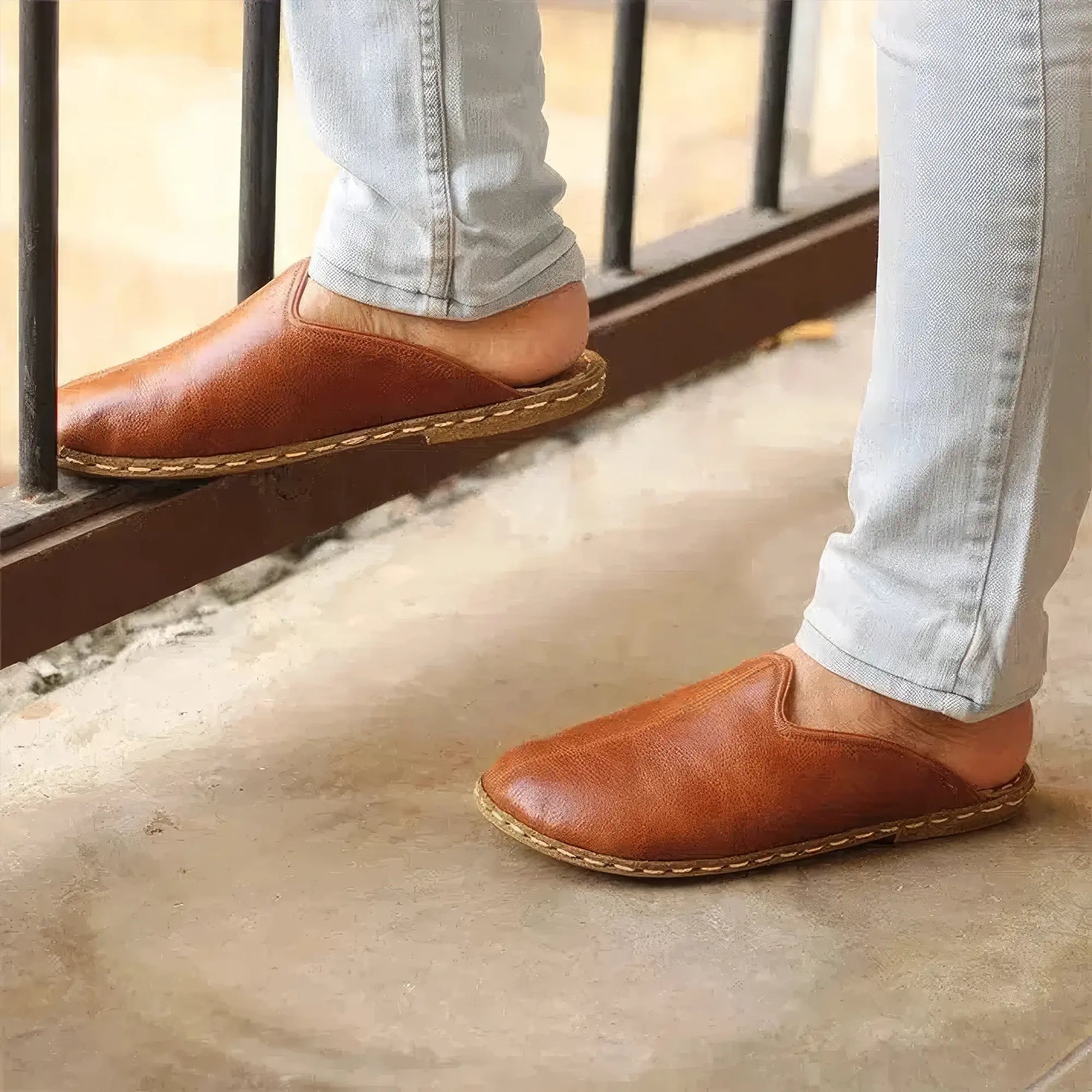 comfortable indoor slippers men antique leather