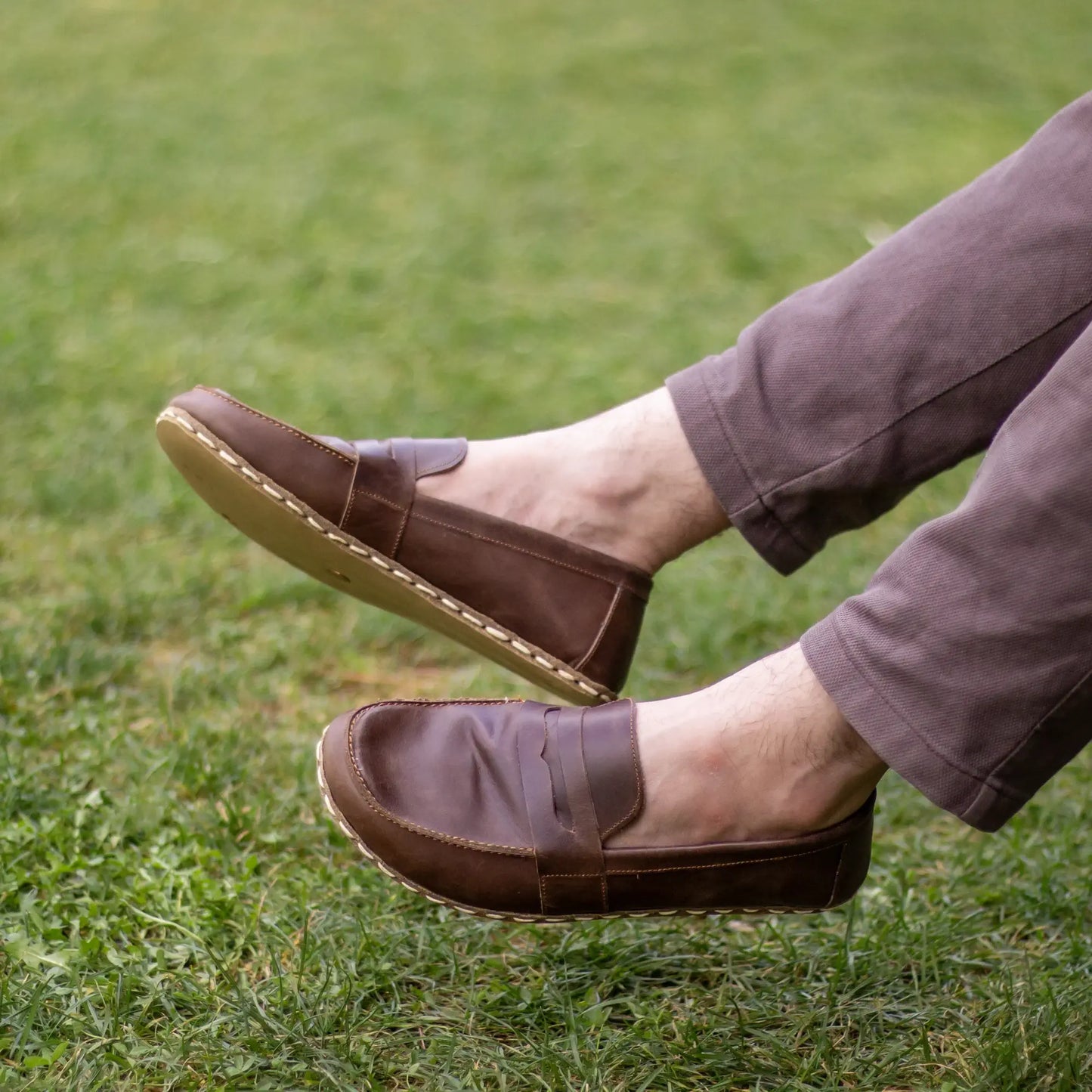 comfortable walking leather barefoot earthing shoes men crazy classic brown