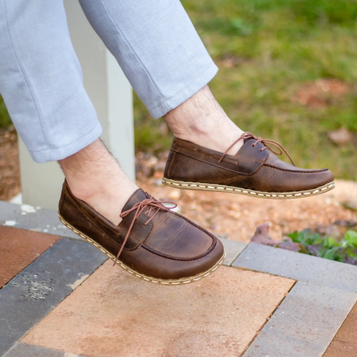 crazy classic brown barefoot earthing shoes for men