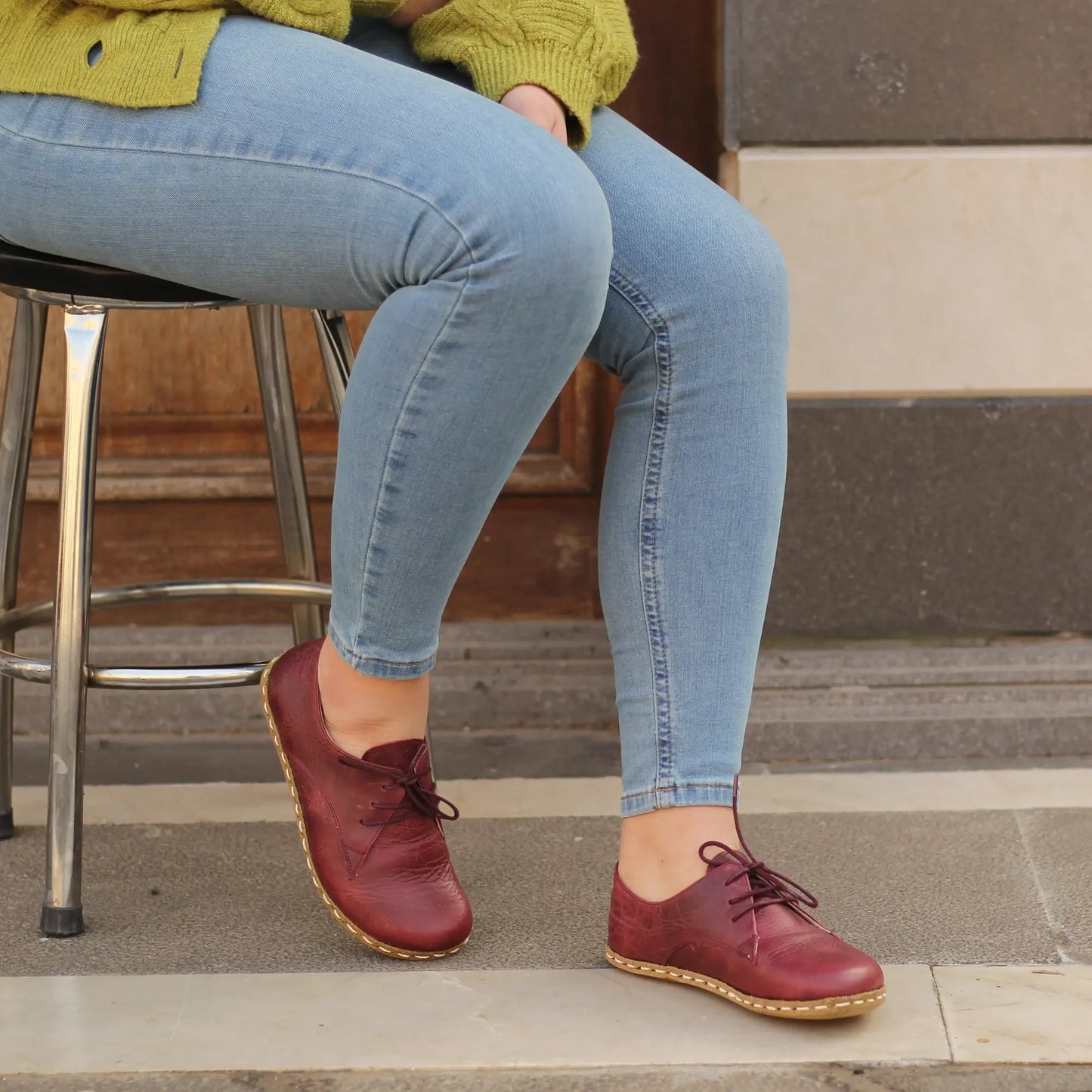 durable burgundy barefoot leather shoes women handmade