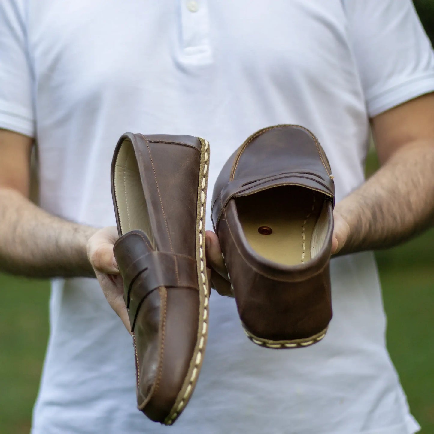 durable grounding barefoot leather shoes crazy classic brown men