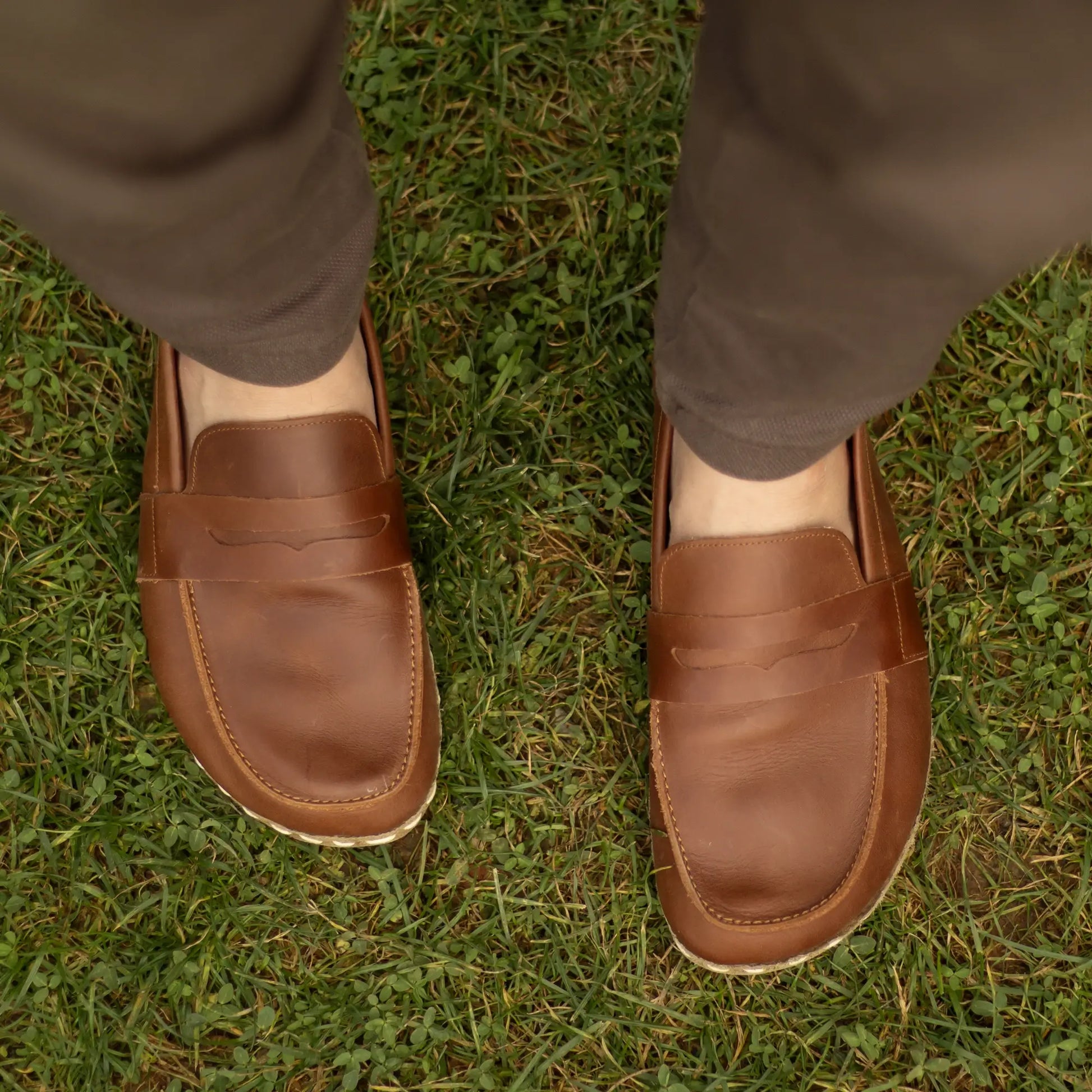 durable handmade barefoot earthing leather shoes men crazy new brown