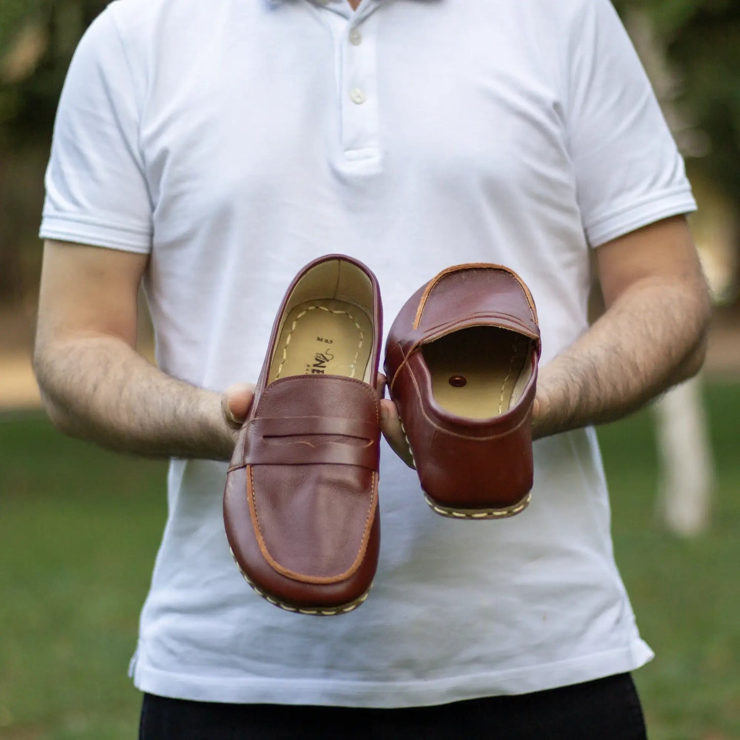 durable handmade barefoot earthing leather shoes tornado brown men