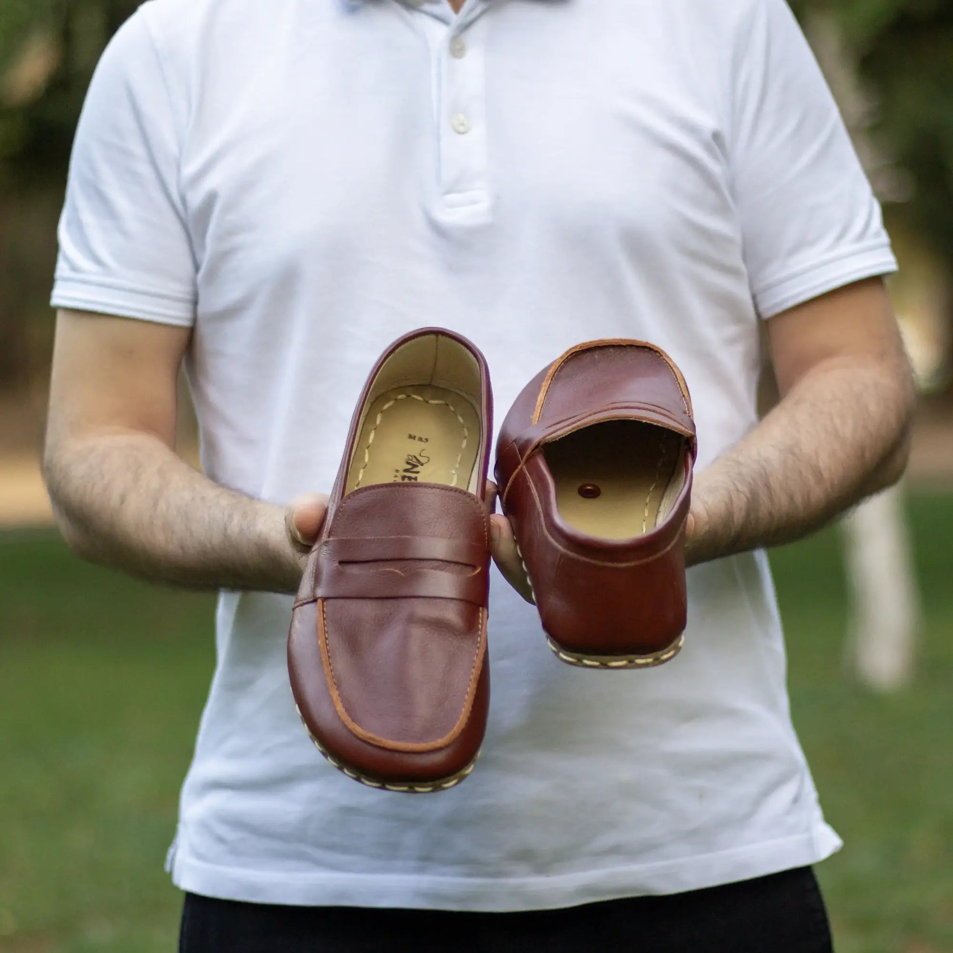durable handmade barefoot earthing leather shoes tornado brown men