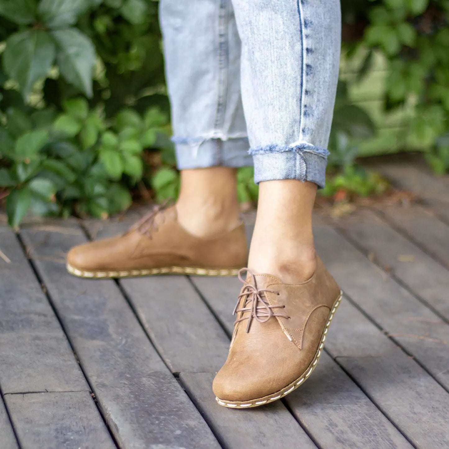 durable matte brown barefoot leather shoes women handmade