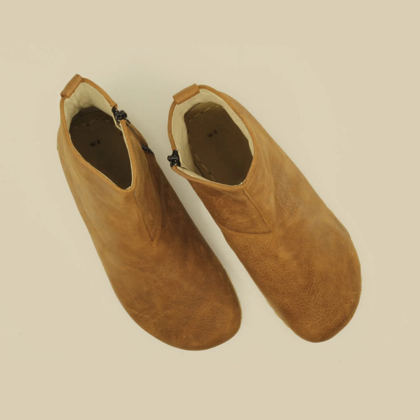 durable mens barefoot boots matte brown leather zipper