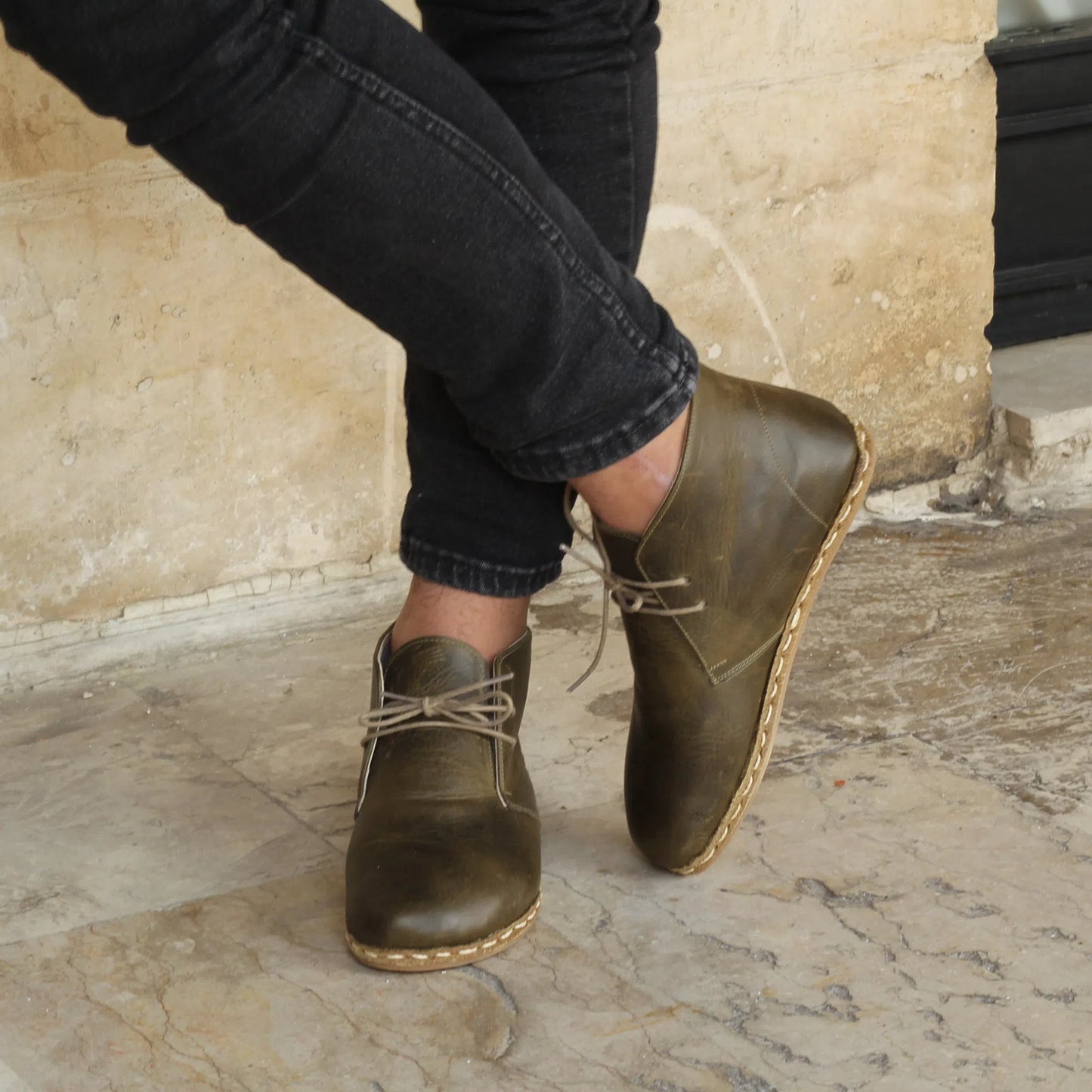 durable mens military green oxford grounding boots