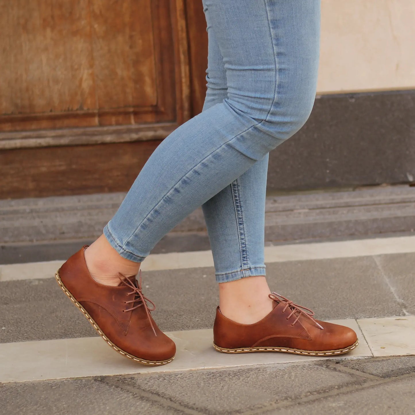 durable womens barefoot leather shoes handmade brown