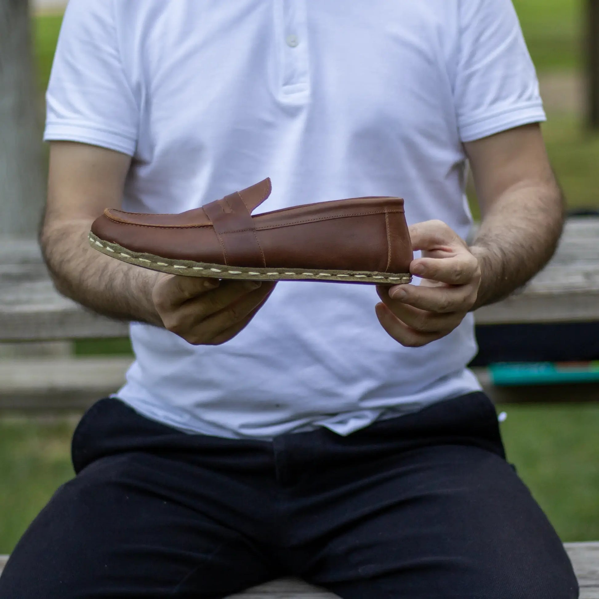 eco friendly leather barefoot earthing shoes men crazy new brown