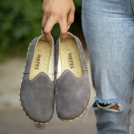 flexible barefoot walking shoes women gray nubuck