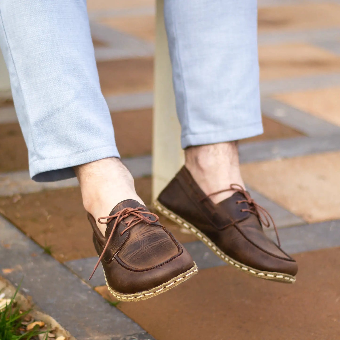 grounding barefoot men’s crazy classic brown earthing shoes
