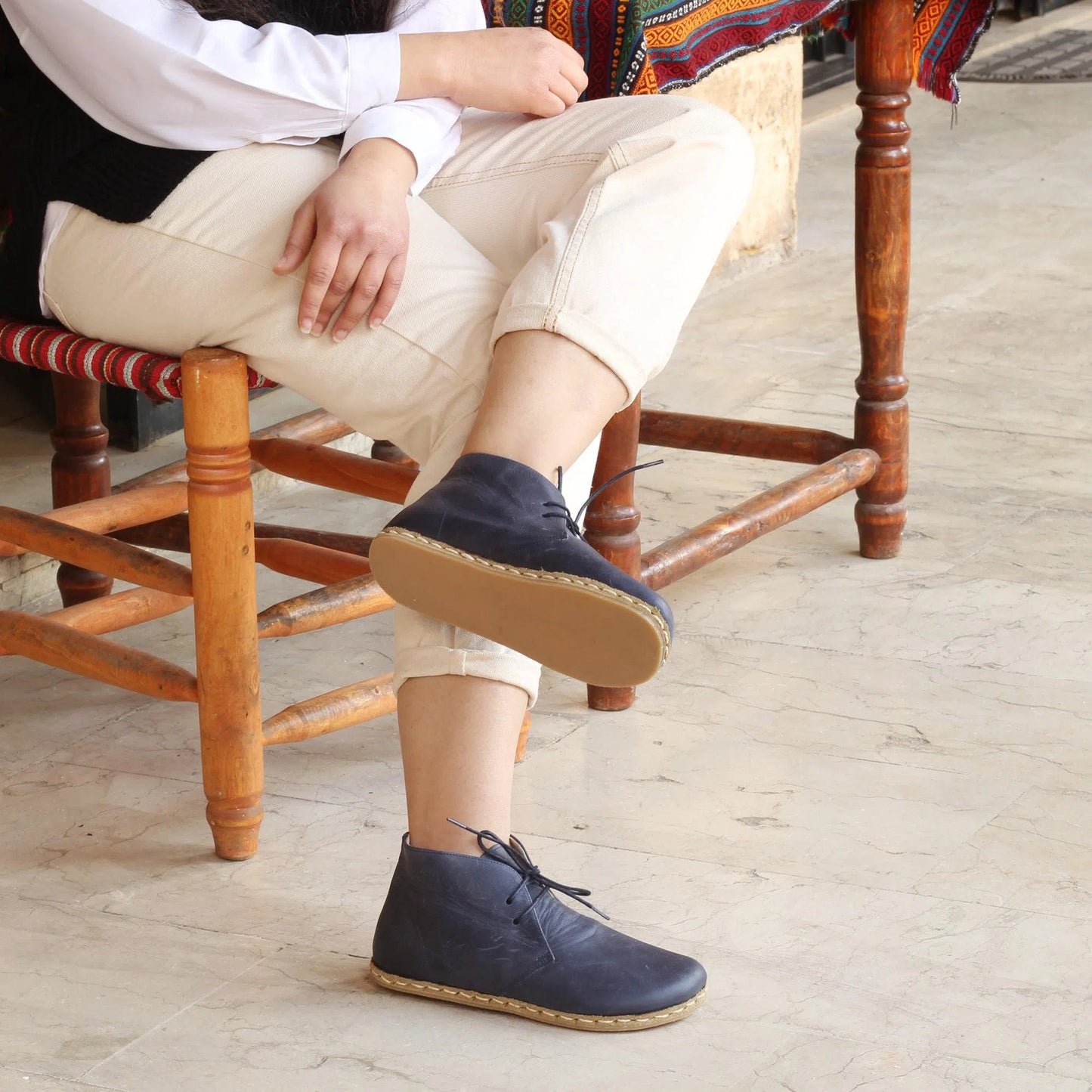 grounding oxford boots womens navy blue leather outdoor comfort