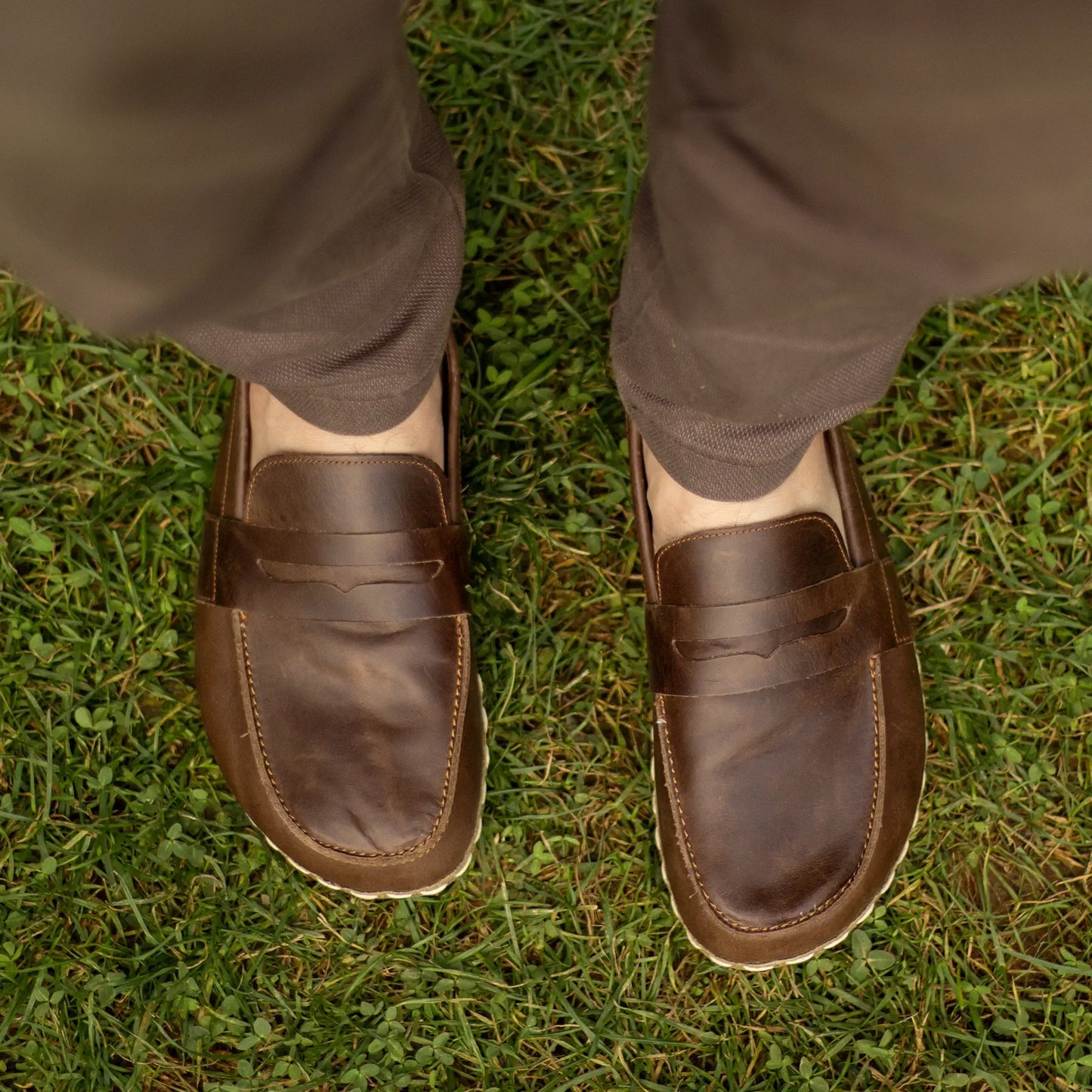 handcrafted minimalist leather barefoot earthing shoes men crazy classic brown