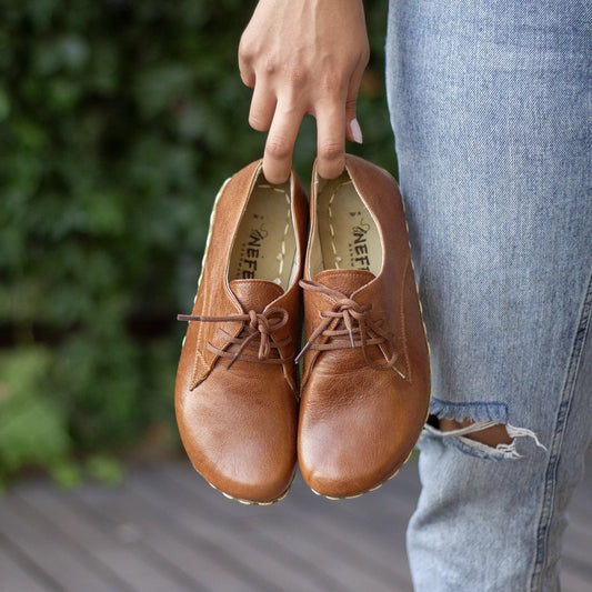 handmade barefoot leather shoes antique brown for women