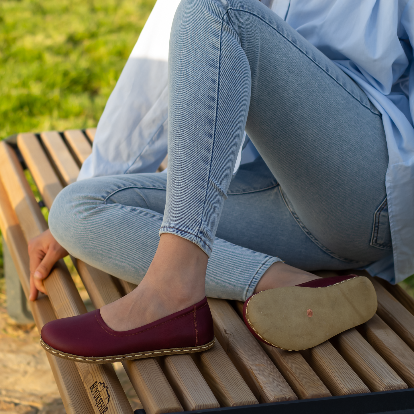 Handmade Barefoot Leather Shoes for Women in Burgundy-Women Loafers-Nefes Shoes-5-Nefes Shoes