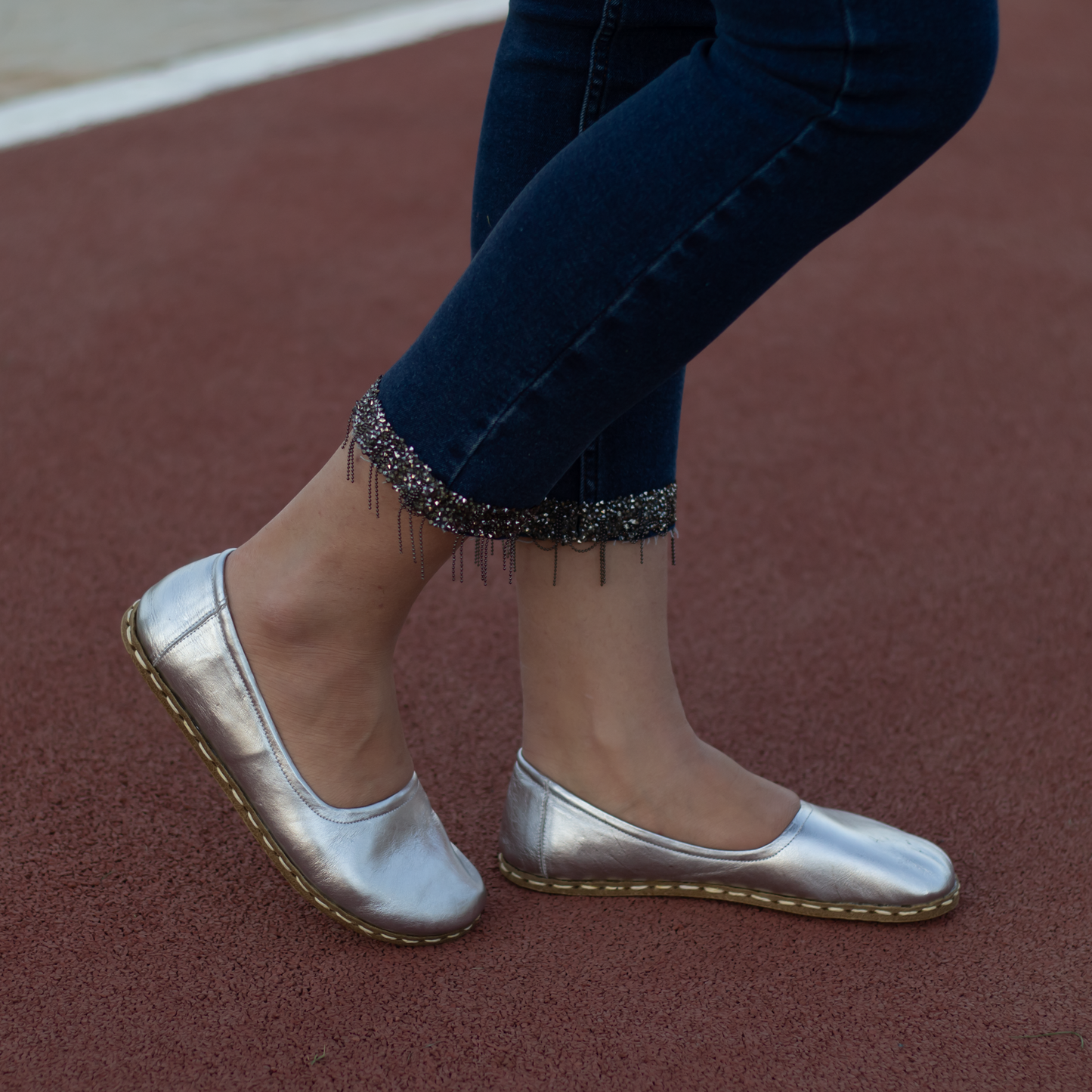 Handmade Barefoot Leather Shoes for Women in Silver-Women Loafers-Nefes Shoes-5-Nefes Shoes