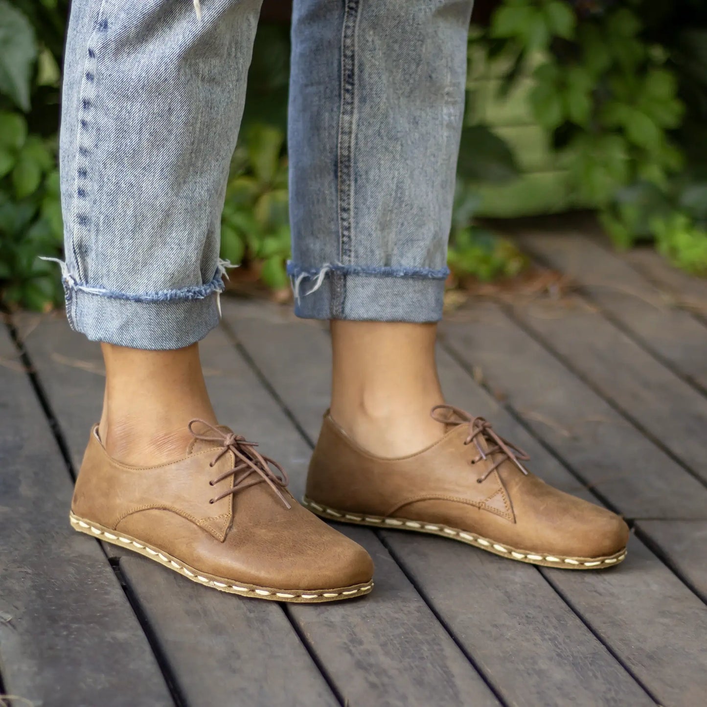 handmade barefoot leather shoes matte brown for women