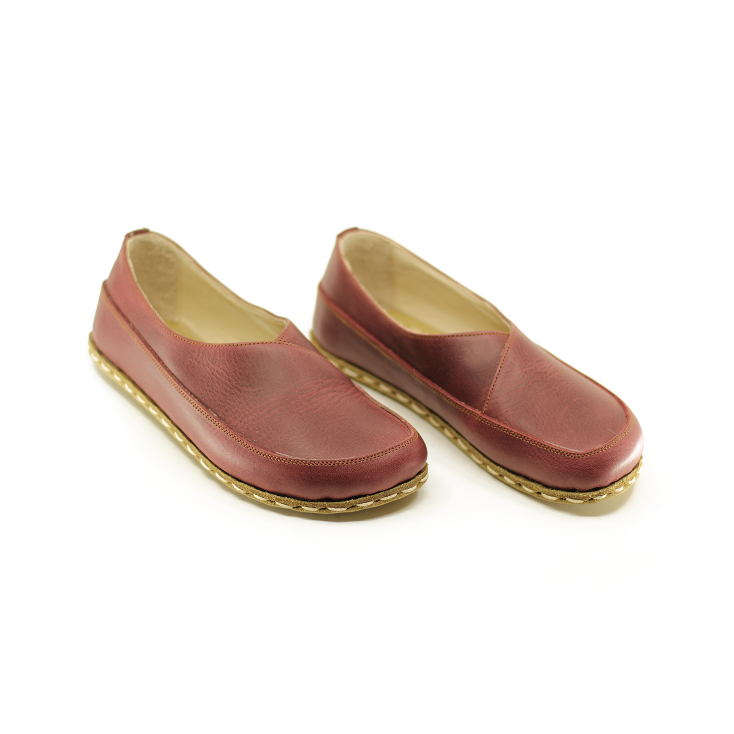 Handmade Barefoot Loafers for Women Burgundy-Women Loafers-Nefes Shoes-4-Nefes Shoes