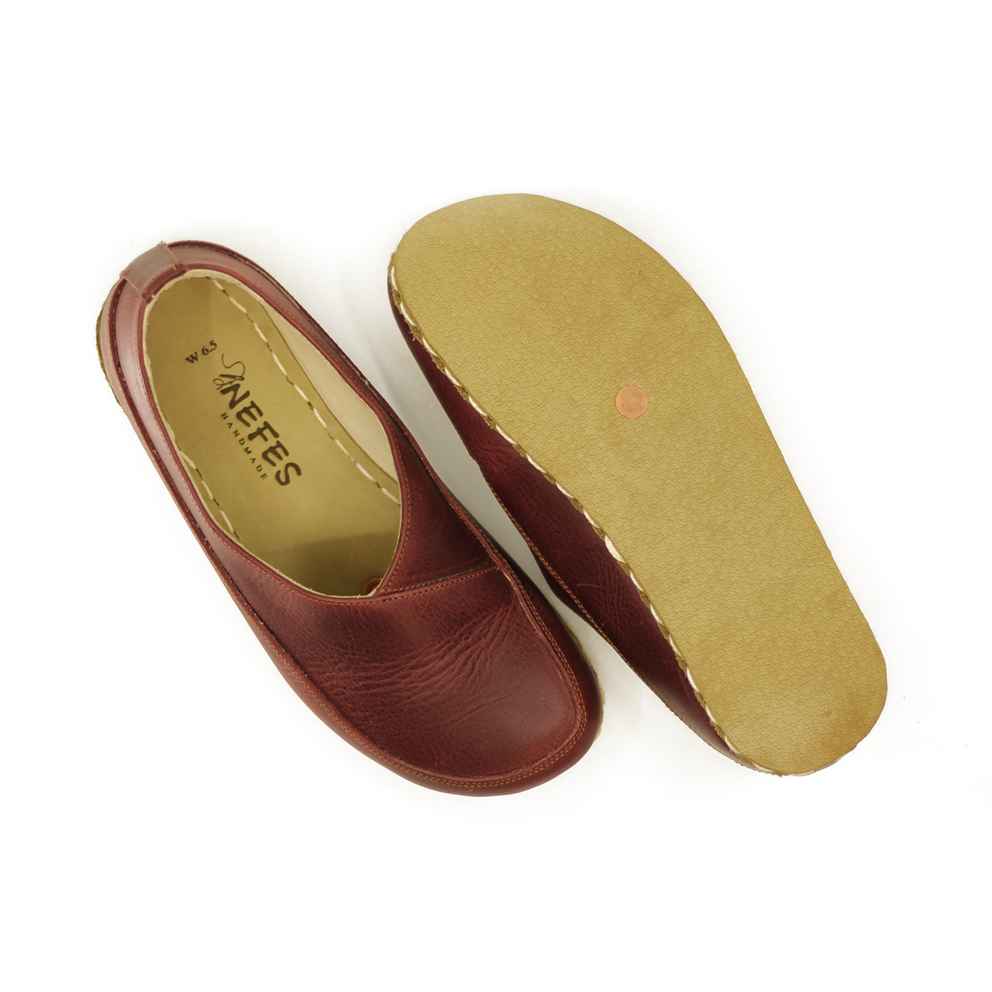 Handmade Barefoot Loafers for Women Burgundy-Women Loafers-Nefes Shoes-4-Nefes Shoes