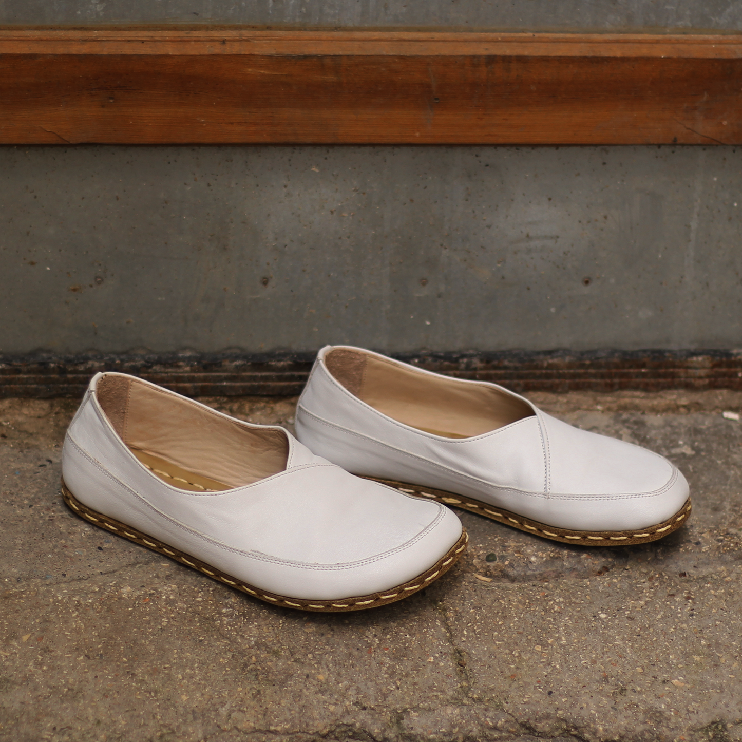 Handmade Barefoot Loafers for Women White-Women Loafers-Nefes Shoes-4-Nefes Shoes