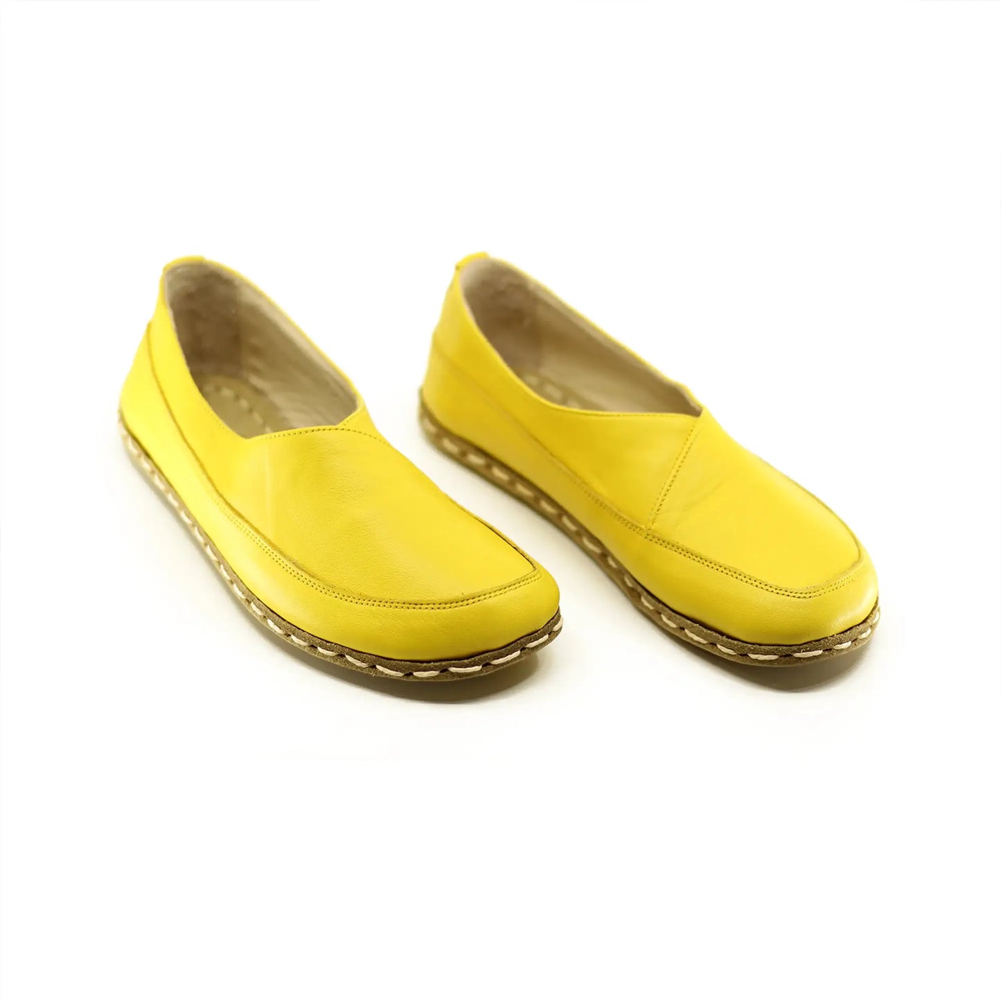 handmade barefoot loafers for women yellow