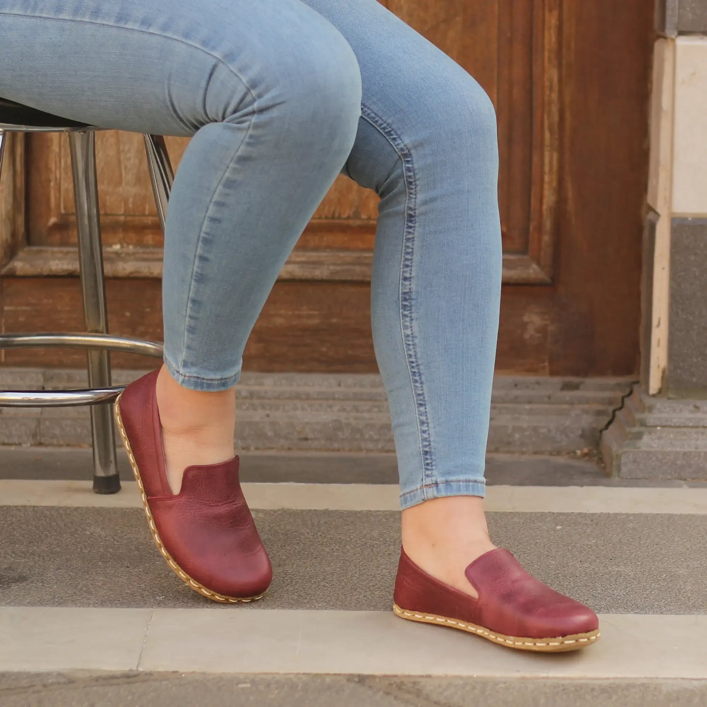 handmade barefoot shoes womens burgundy