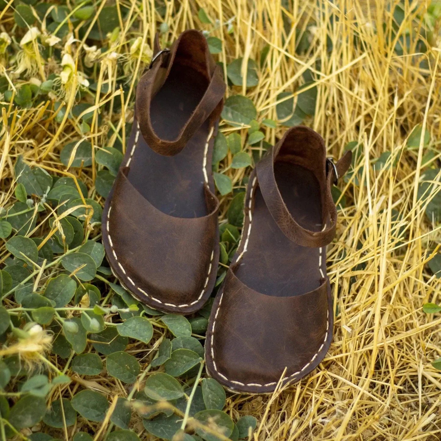 handmade brown barefoot leather genuine sandals