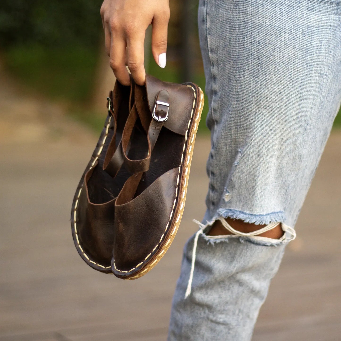 handmade brown leather barefoot sandals genuine fit