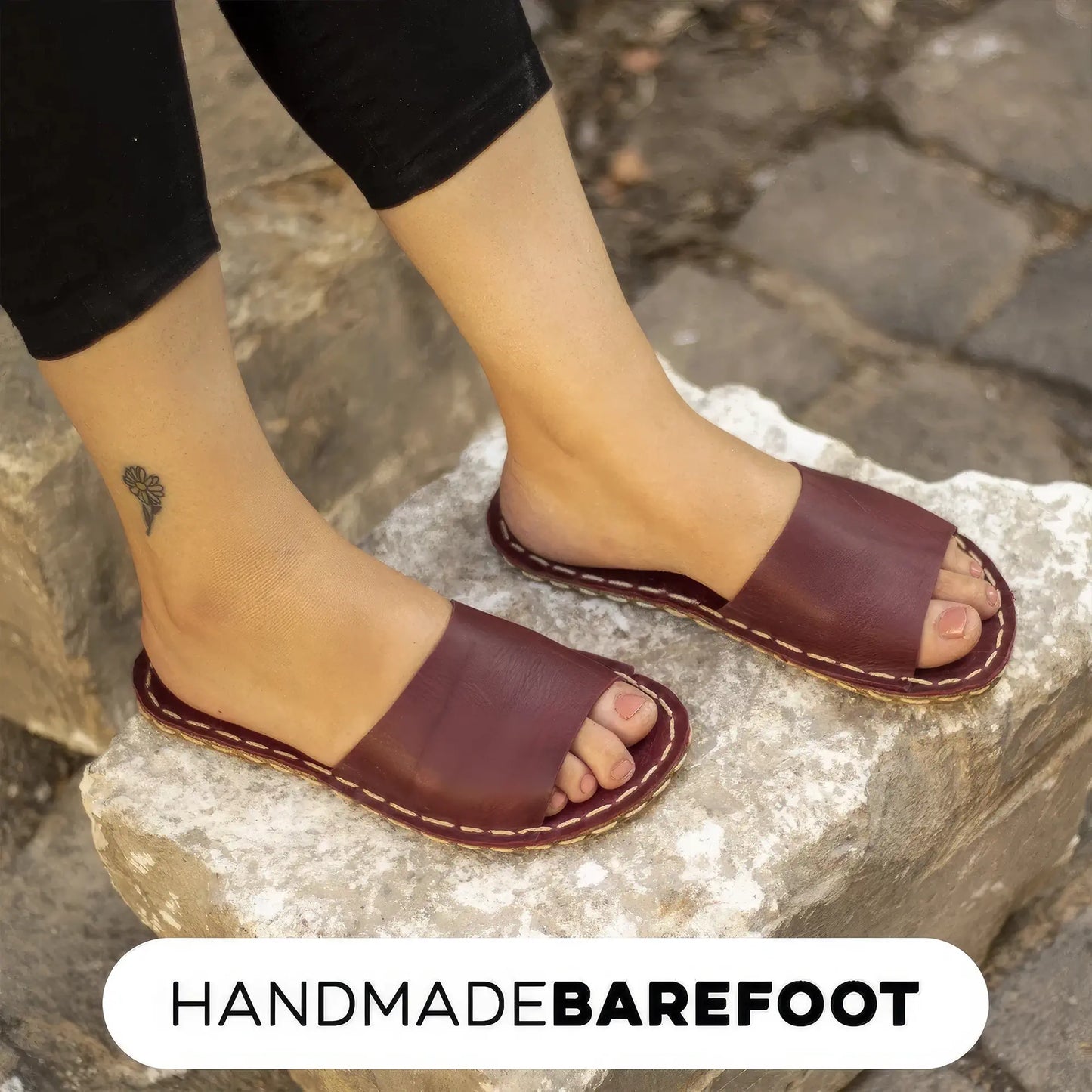 handmade burgundy leather slippers women gift
