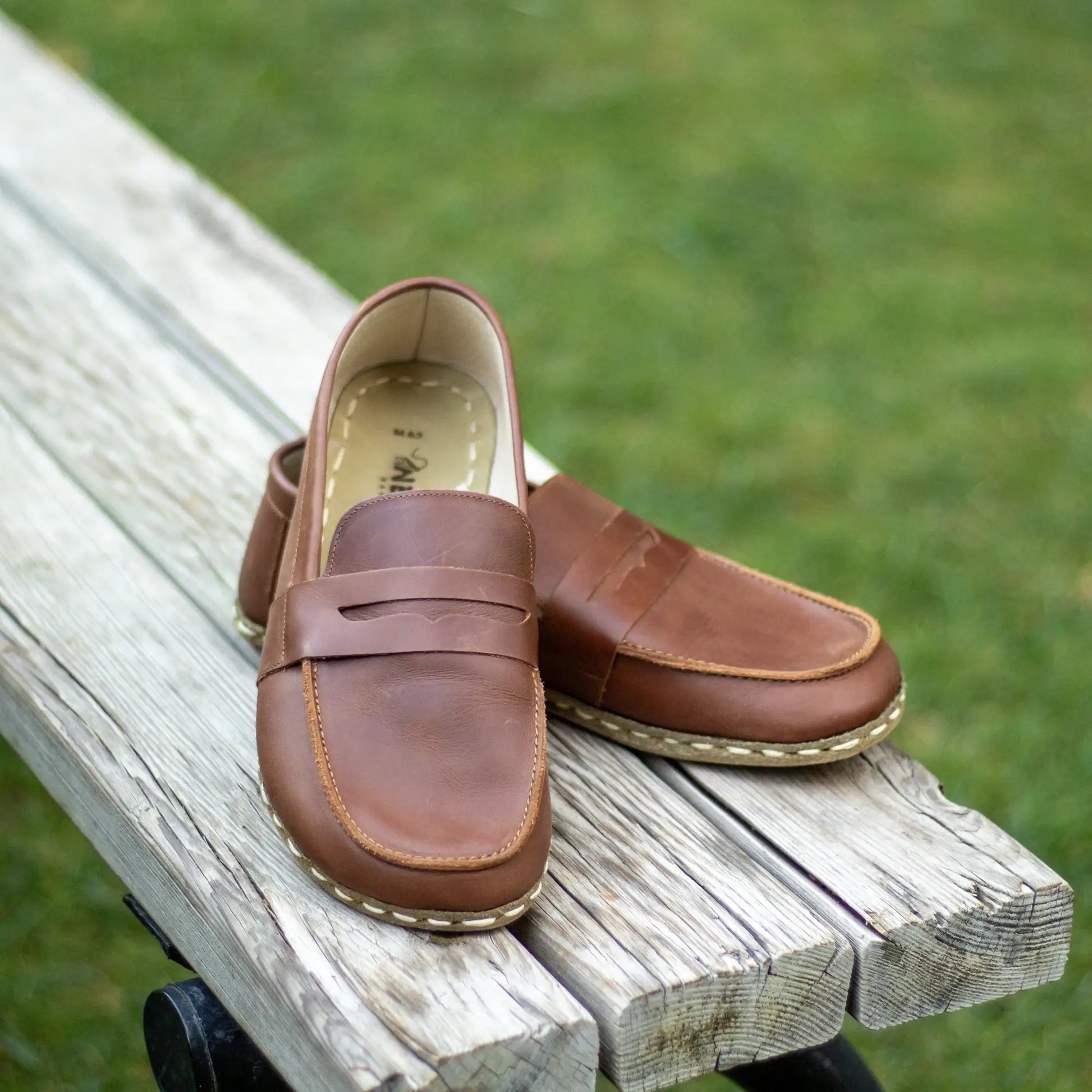 handmade grounding leather shoes men crazy new brown