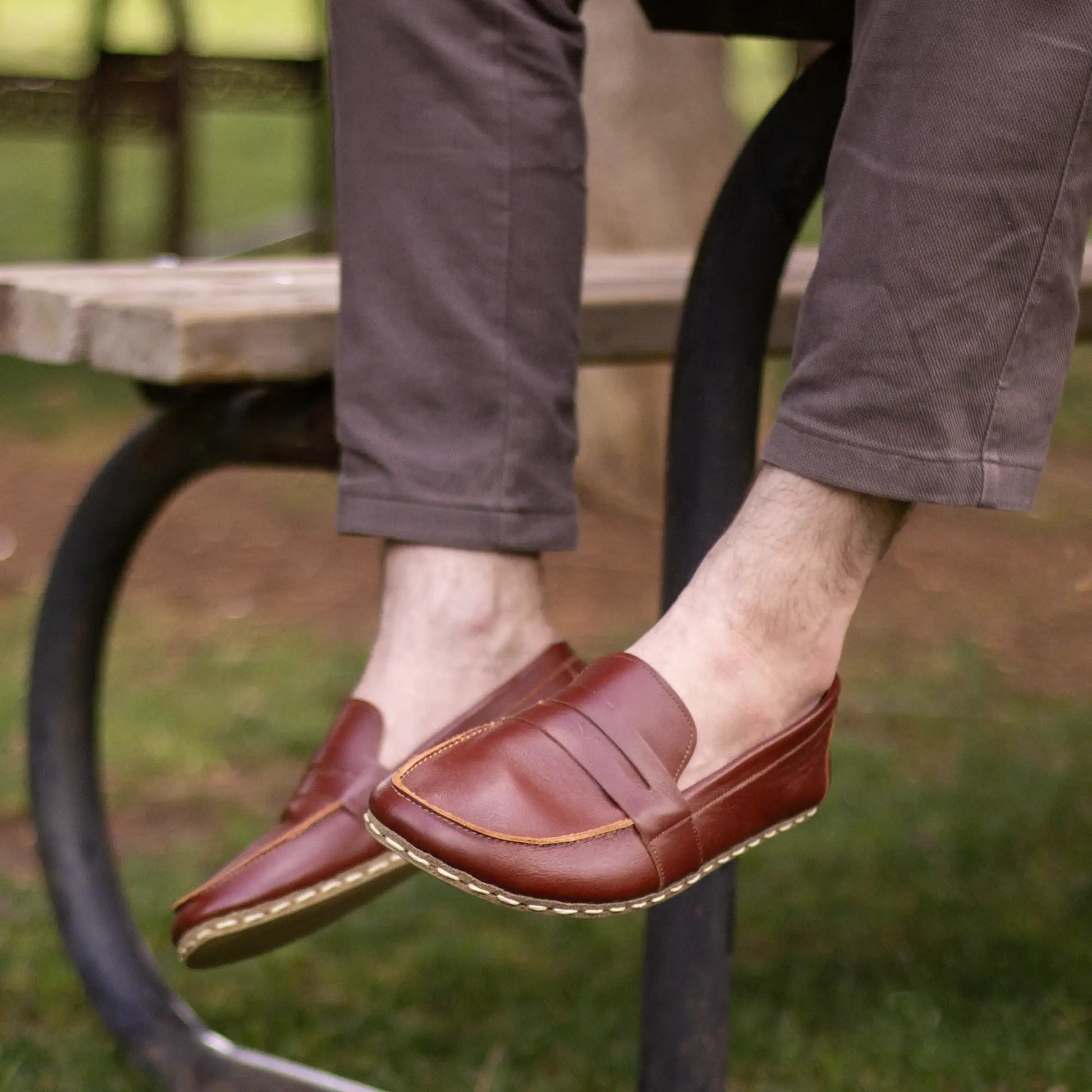 handmade grounding leather shoes men tornado brown