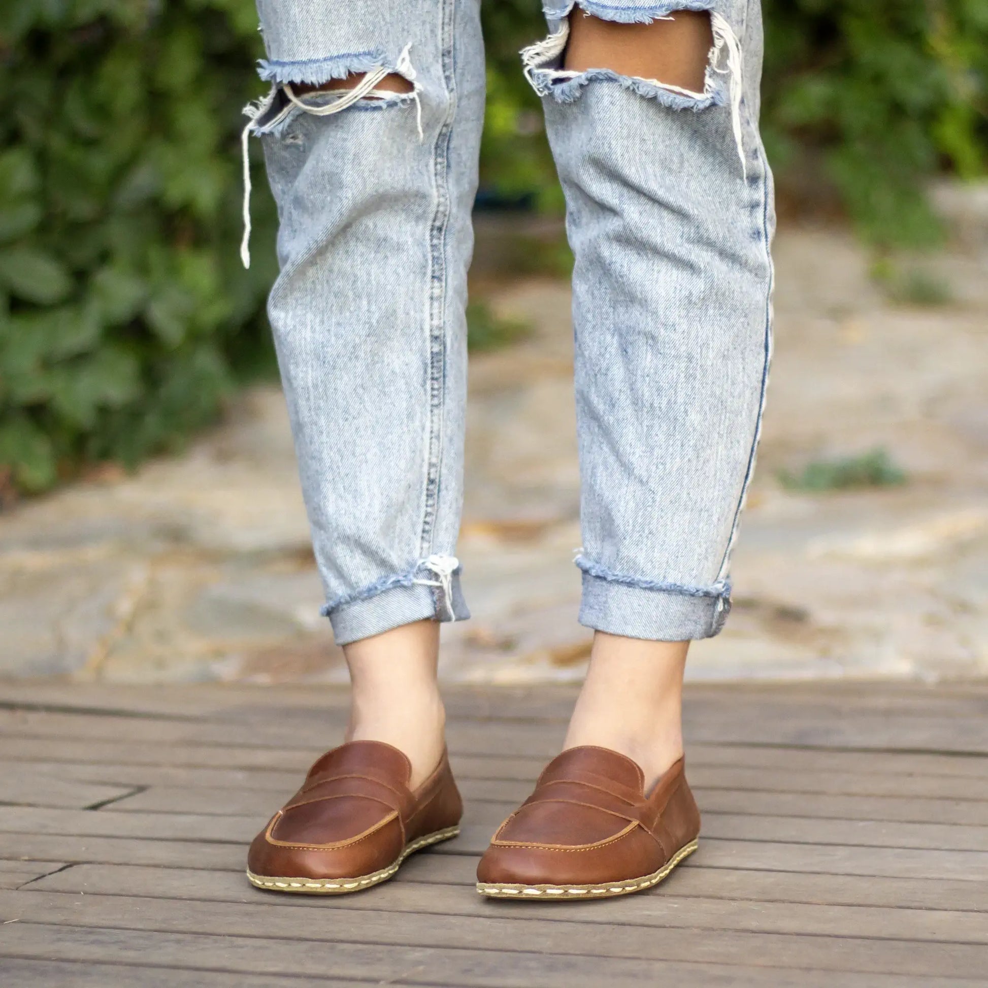 handmade grounding leather shoes women crazy new brown