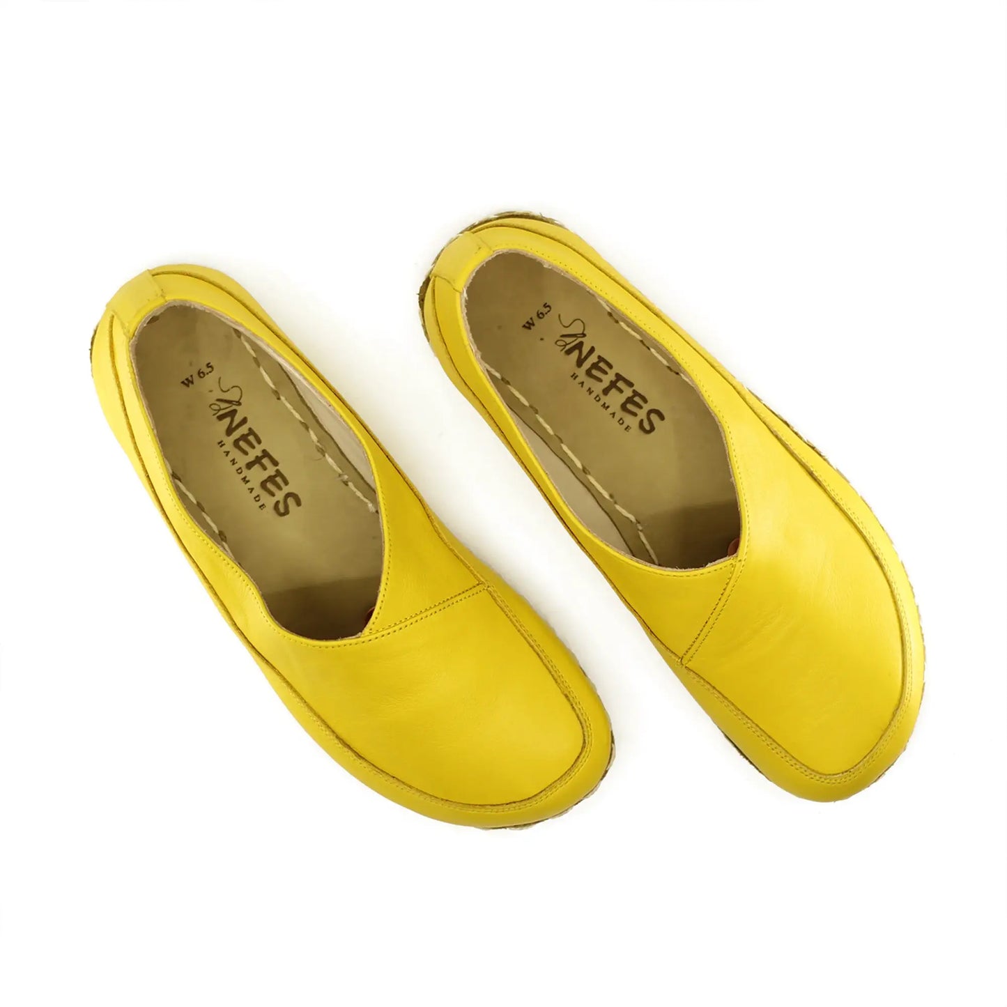 handmade womens elegant barefoot loafers yellow