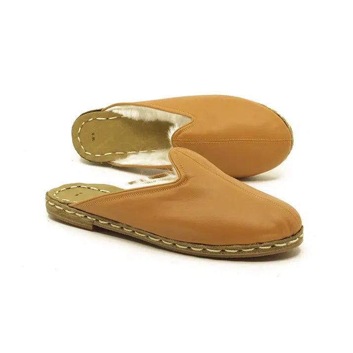 light brown womens winter sheepskin slippers