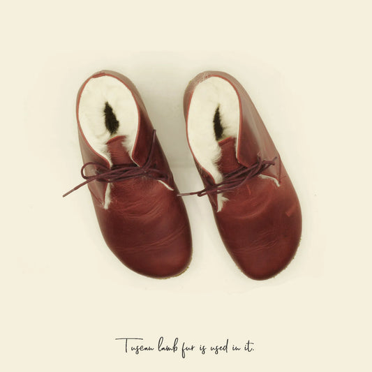 mens burgundy barefoot grounding ankle boots