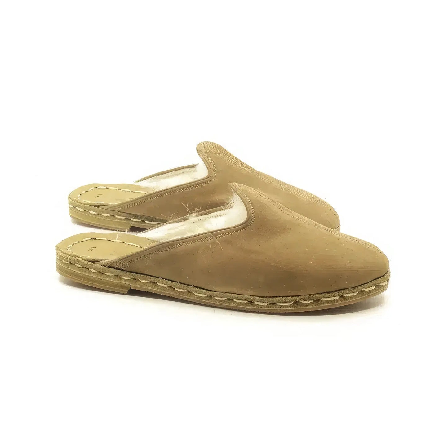 mens furry slippers nubuck leather brown
