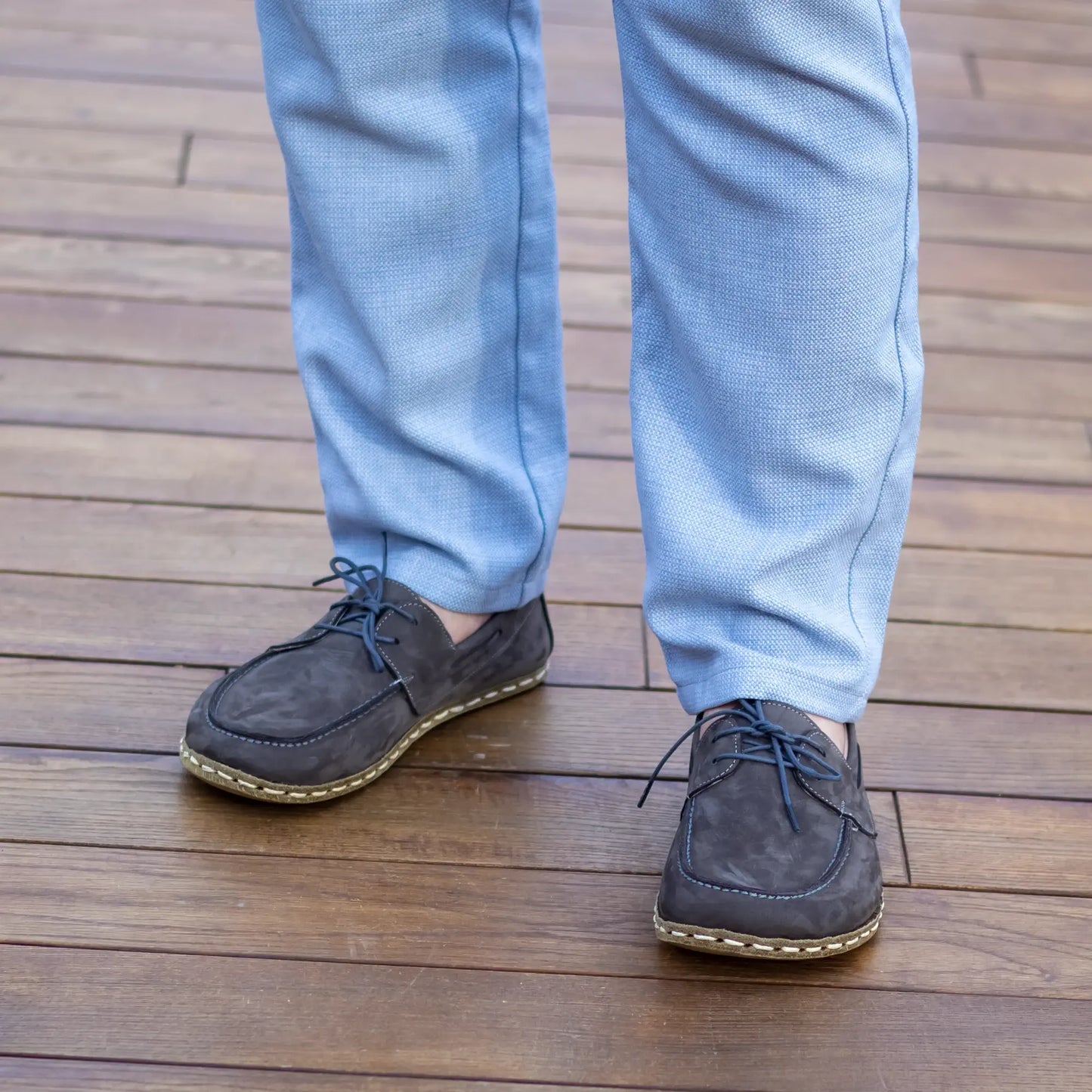 mens gray nubuck leather barefoot earthing shoes